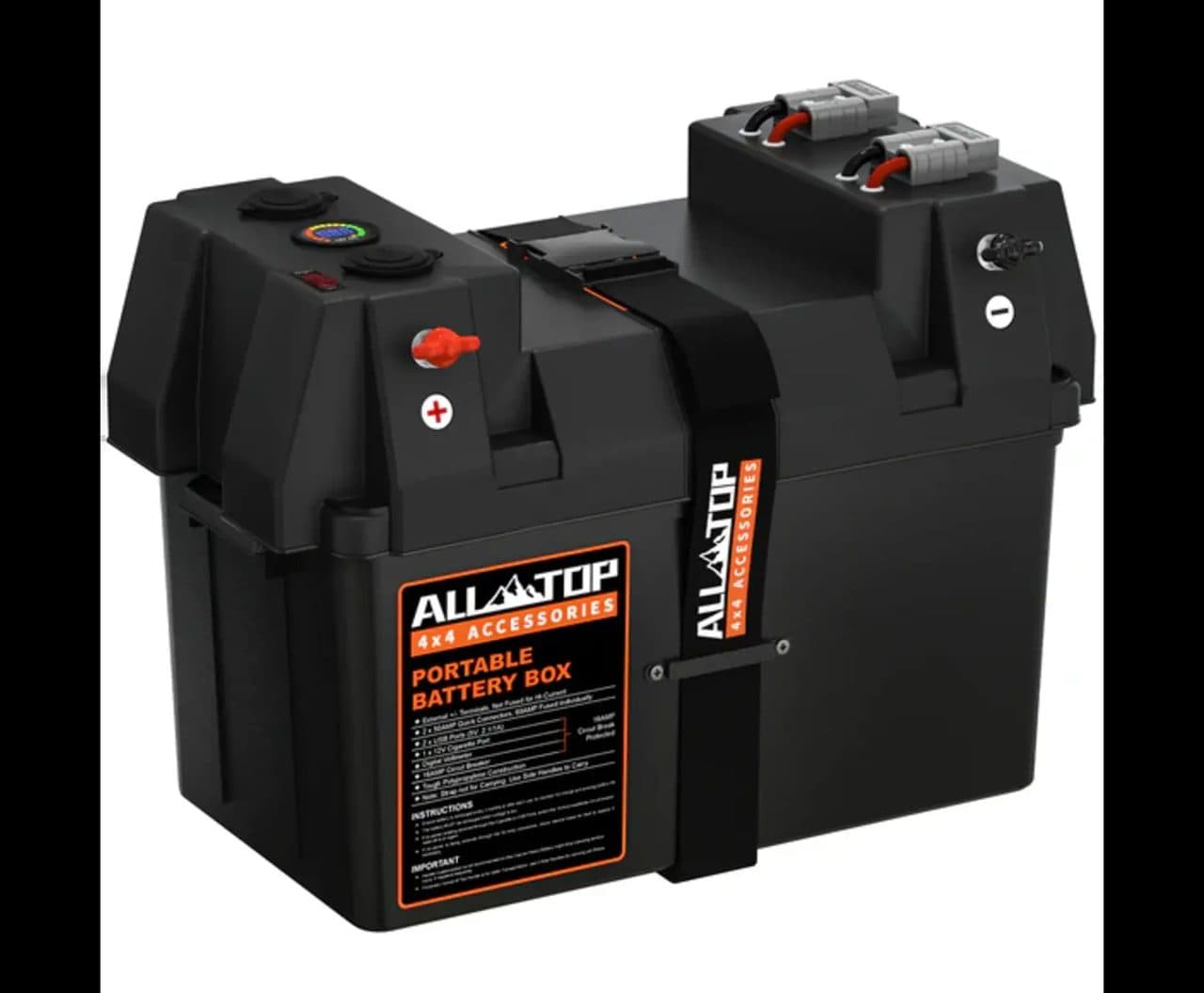 Portable Battery Box w/ Build-in Ports & Plugs, Battery Not Included